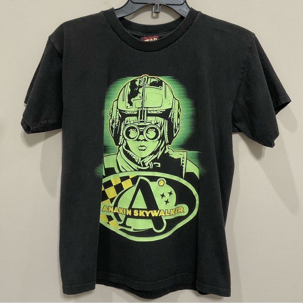 Star Wars Anakin Skywalker T-Shirt Black Graphic Tee Episode 1 Youth Sz Lg 10/12
